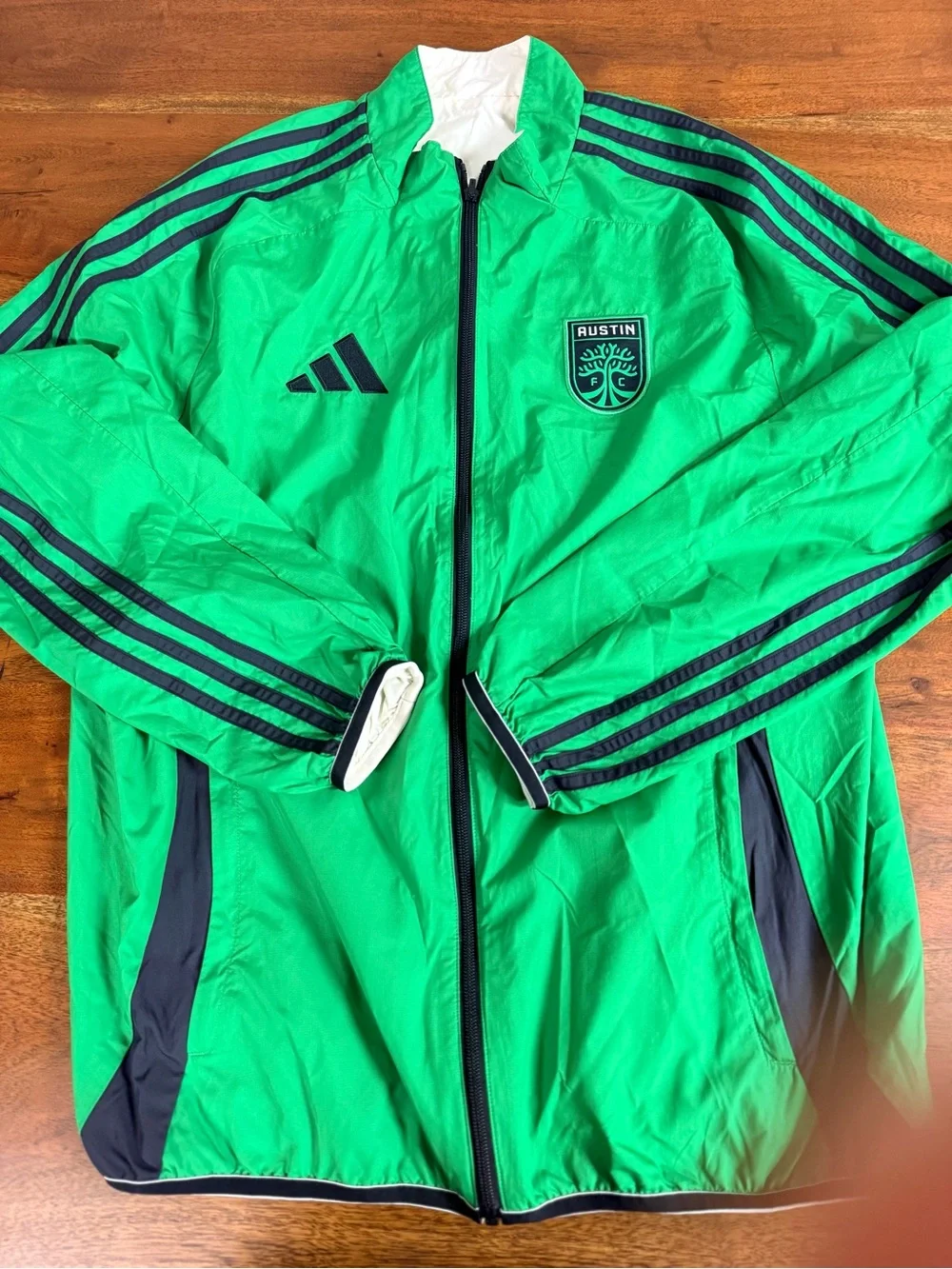 Brand New-Adidas White Austin FC 2025 Anthem Reversible Full-Zip Jacket